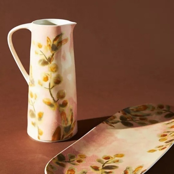 NWT Anthropologie Ismay Floral Pitcher And Platter Set - Picture 1 of 7